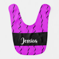 Black wavy lines on purple baby bib
