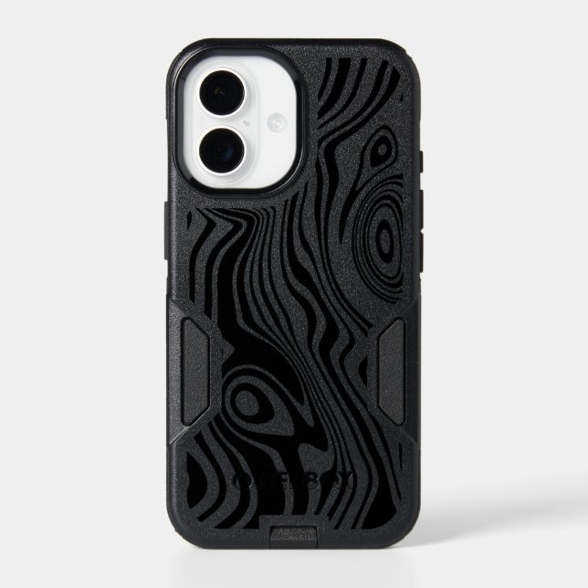 Black Wavy Stripe iPhone Case (Back)