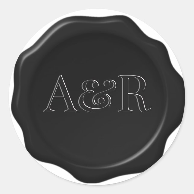 Black Wax seal Sticker monogram, (Front)