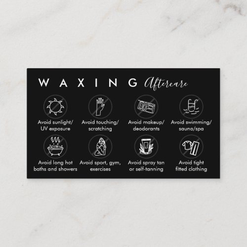 Black Waxing after care advices instructions Business Card