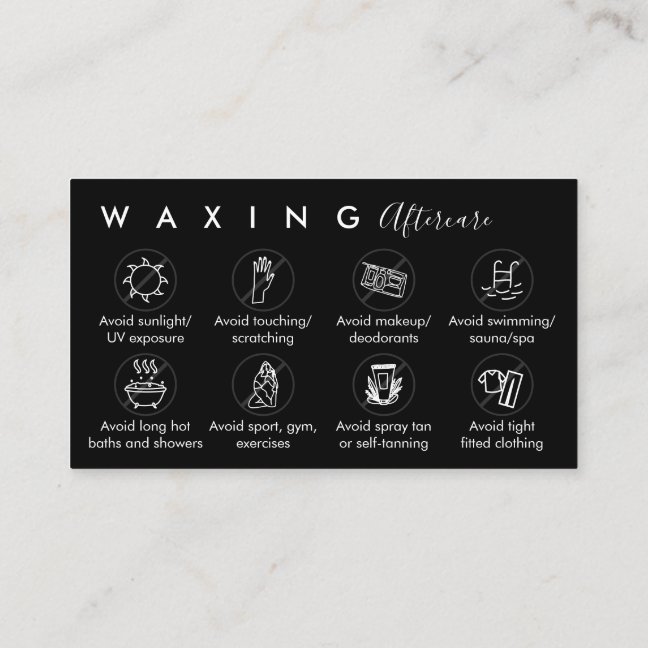Black Waxing after care advices instructions Business Card