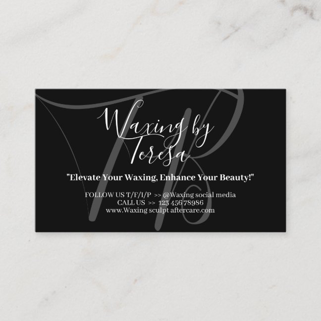 Black Waxing aftercare twelve advice Business Card