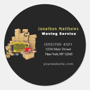 Black We Are Moving Boxes Packing Company Service Classic Round Sticker