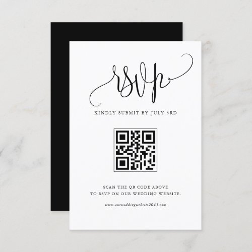 Black We Do Modern Calligraphy Wedding QR Code RSVP Card