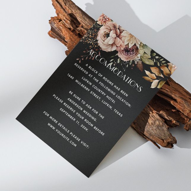 Black Wedding Accommodations | Floral Details + QR Enclosure Card (Creator Uploaded)