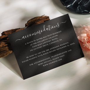 Black Wedding Accommodations   Minimal Hotel Info Enclosure Card