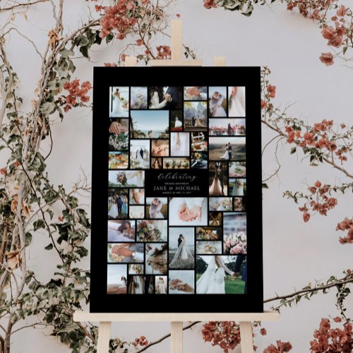 Black Wedding Anniversary 46 Photo Collage Foam Board