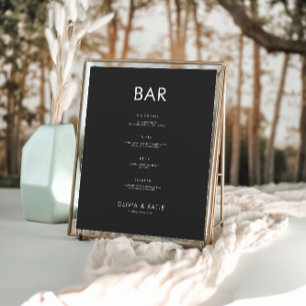 Black Wedding Bar Menu Sign Template
