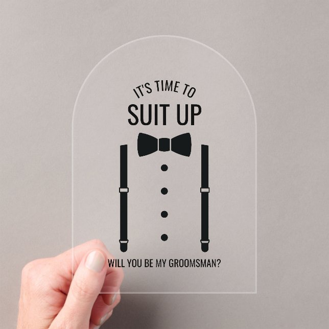 Black Wedding Bow Tie Groomsman Proposal Acrylic Invitations (Insitu (Handheld))