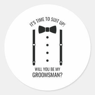Black Wedding Bow Tie Groomsman Proposal Classic Round Sticker