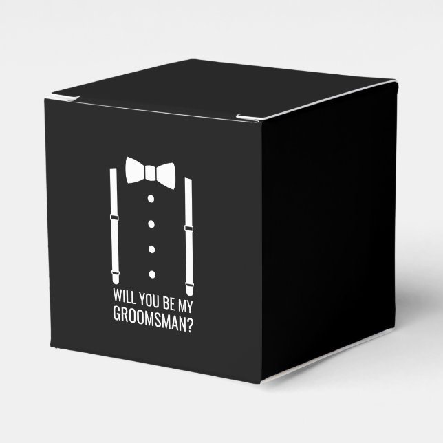 Black Wedding Bow Tie Groomsman Proposal Favor Boxes (Front Side)