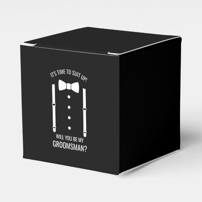 Black Wedding Bow Tie Groomsman Proposal Favor Boxes (Front Side)