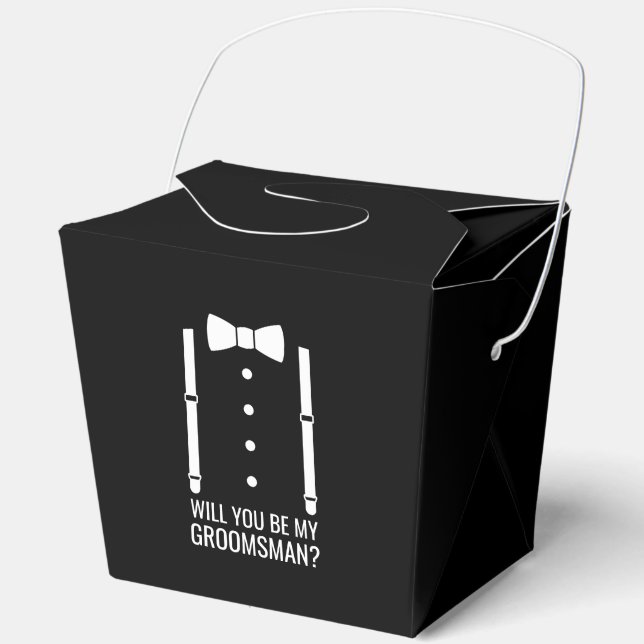 Black Wedding Bow Tie Groomsman Proposal Favor Boxes (Front)