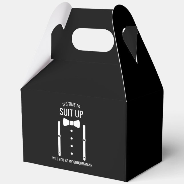 Black Wedding Bow Tie Groomsman Proposal Favor Boxes (Front)