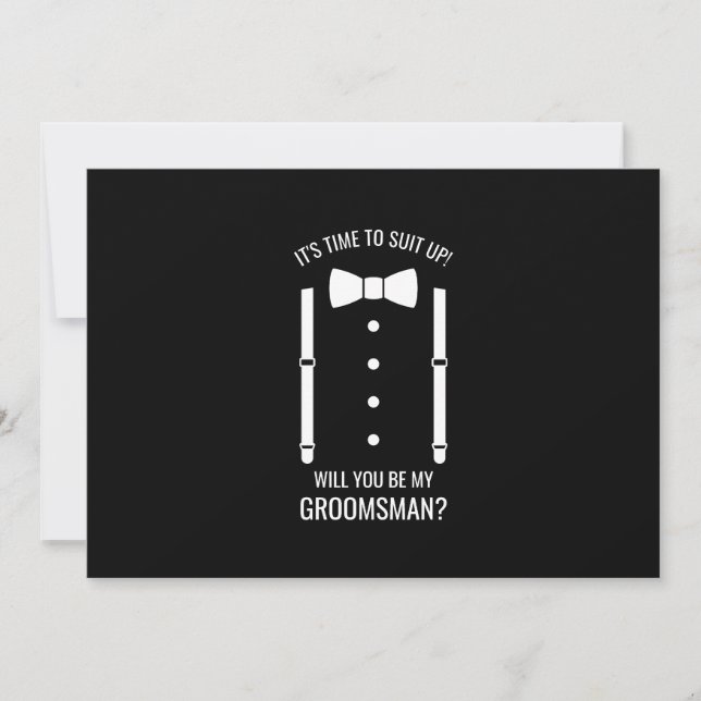 Black Wedding Bow Tie Groomsman Proposal Invitation (Front)