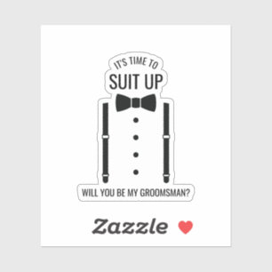 Black Wedding Bow Tie Groomsman Proposal Stick Sticker