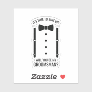 Black Wedding Bow Tie Groomsman Proposal Sticker