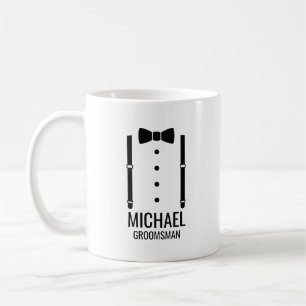 Black Wedding Bow Tie Personalized Groomsmen Coffee Mug