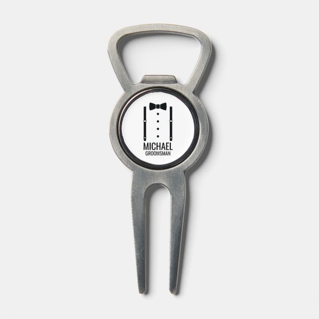 Black Wedding Bow Tie Personalized Groomsmen Divot Tool (Composite)