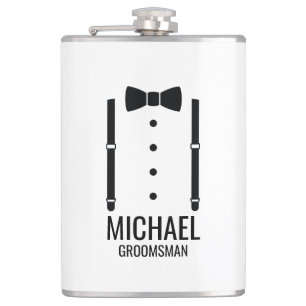 Black Wedding Bow Tie Personalized Groomsmen Flask