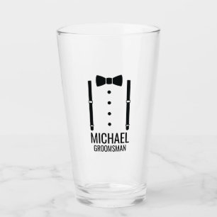 Black Wedding Bow Tie Personalized Groomsmen Glass