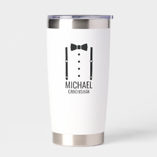 Black Wedding Bow Tie Personalized Groomsmen Insulated Tumbler