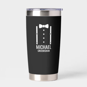 Black Wedding Bow Tie Personalized Groomsmen Insulated Tumbler