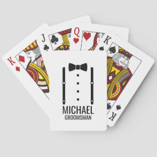 Black Wedding Bow Tie Personalized Groomsmen Poker Cards