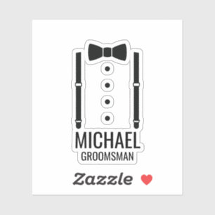 Black Wedding Bow Tie Personalized Groomsmen Sticker