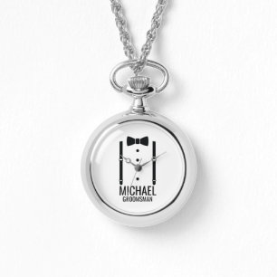 Black Wedding Bow Tie Personalized Groomsmen Watch