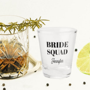 Black Wedding Bride Squad Personalized Shot Glass