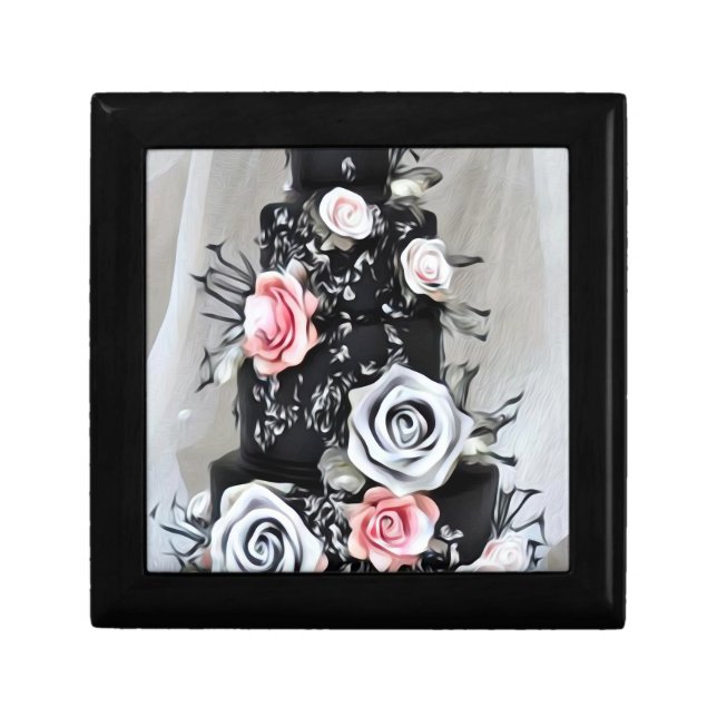Black Wedding Cake with Roses Gift Box (Front)