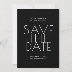 Black Wedding Clean Typography Photo & QR Code Save The Date