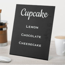 Black Wedding Cupcake Menu Pedestal Sign
