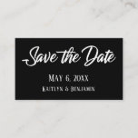 Black Wedding Detail Save the Date Enclosures Business Card<br><div class="desc">Keep your wedding guests in the loop with all your details with these pretty, comprehensive wedding favor insert cards. These pretty cards reflect an elegant, casual style. Elegant text overlays were designed using a modern, bold, casual script font; one side reads "Save the Date" and the other, simply says "Details"....</div>