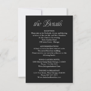 Black Wedding Details Information Insert Card
