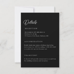Black Wedding Details Qr Code Enclosure Card