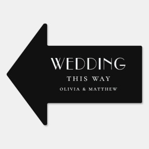 Black Wedding Direction Arrow Elegant Modern Sign