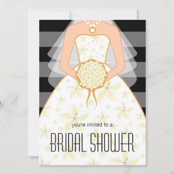 Black Wedding Dress Modern Bridal Shower Invites by sunnymars at Zazzle