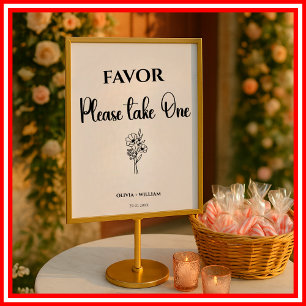 Black Wedding Favor Sign Please Take One