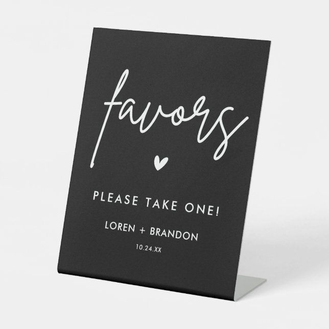 Black Wedding Favors Sign | Please Take One (Front)