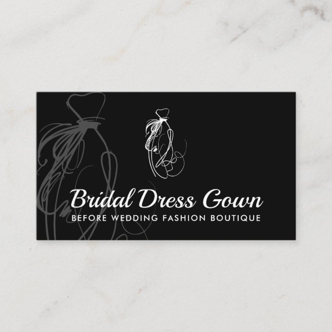 Black Wedding Gown Bridal Dress Business Card