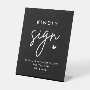 Black Wedding Guest Book Kindly Sign