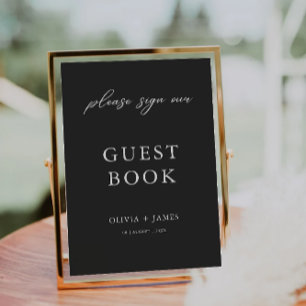 Black Wedding Guest Book Sign Template
