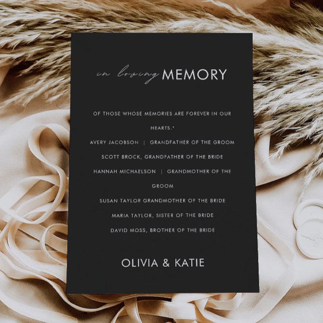 Black Wedding In Loving Memory Sign, Invitation (Black Wedding In Loving Memory Sign, Invitation)