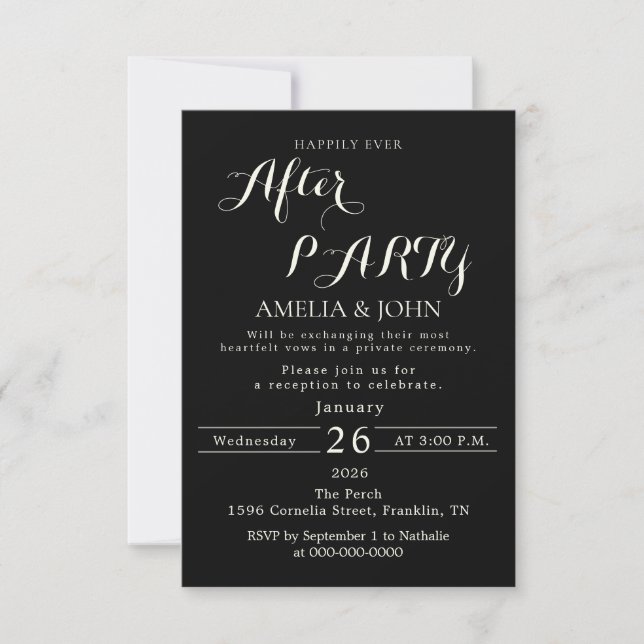 Black wedding invitation (Front)
