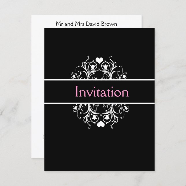 black wedding invitation (Front/Back)