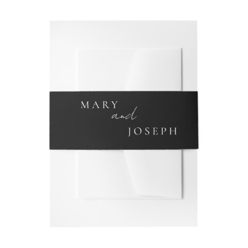 Black Wedding Invitation Belly Band Customizable