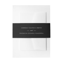Black Wedding Invitation Belly Band Wrap