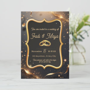 Black wedding invitation card